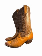 VTG Tony Lama Cowboy Boots Gold Label Lizard Skin Pointed Toe Tip Men s Size 5D