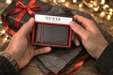 Portafoglio Guess Los Angeles uomo vera pelle NERO PORTAFOGLI valet