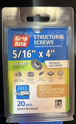 Grip-Rite Sctrutural screws 5/16'' x 4'' 20pcs