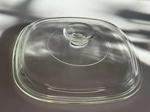 VTG Pyrex Corning Ware Square Clear Glass Replacement Lid 8.5” A-9-C  LID ONLY