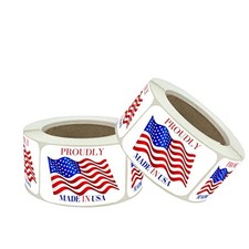 Made in USA Labels 3 X Inches American Flag Stickers Glossy Paper, 500 PCS 2