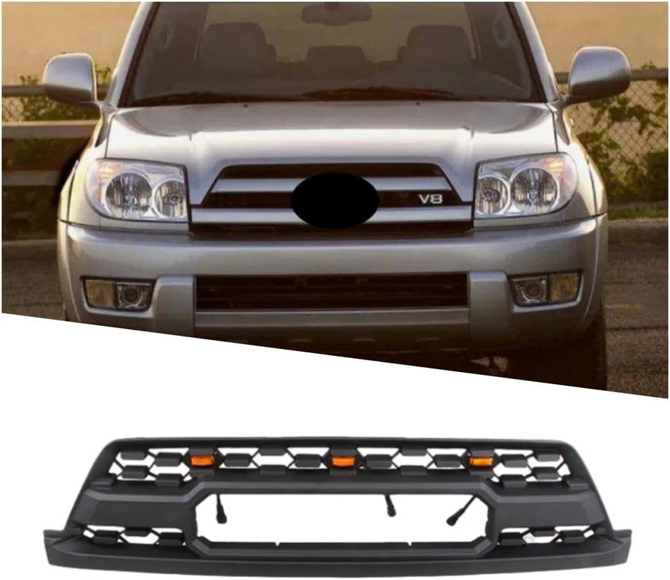 w/ Lights Grille For 2003-2005 4Runner Trd Raptor Style Front Grill Matte Black Foto 3 de 4