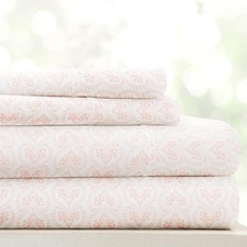 Linen Market Patterned Microfiber Queen Sheet Set 4 Queen, Classic in Pink