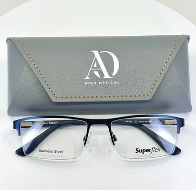 SUPERFLEX SF-512 C.1 Blue Unisex Rectangle Half Rim Eyeglasses 54-18-140 B:33