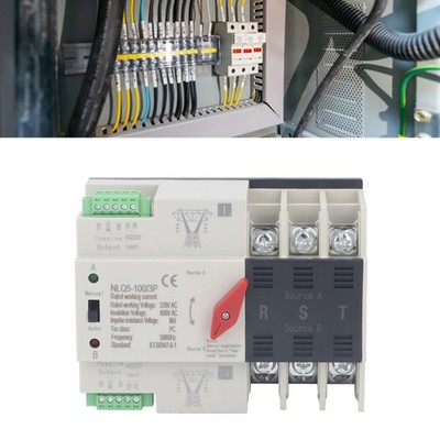 Dual Power Auto Transfer Switch 3P Fast Switching Control Switch Silver Contact