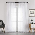  Sheer Curtains 108 Inch Length 2 Panels Set, 42"W x 108"L (Pack of 2) White