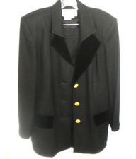 LADY'S VTG OLEG CASSINI BLACK 2 PC DRESS SUIT SZ 14 100 WOOLAND LINED Box18