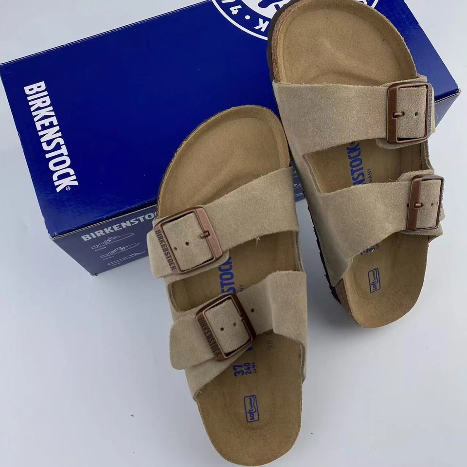 Nuevas sandalias Birkenstock Arizona gamuza topo plantilla suave para hombre y mujer EU 37-45 Foto 4 de 4