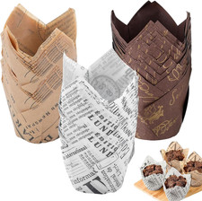 150 Pcs Cupcake Cases, 3 Style Tulip Muffin Cases for Baking, Greaseproof Muffi