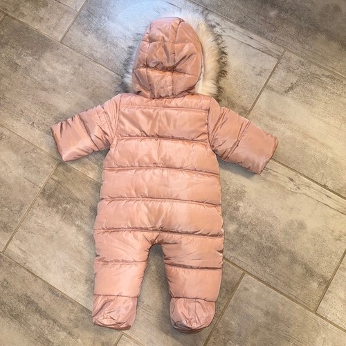 Mutter Baby Bär 9-12M Rosa Puffer Schneeanzug Kunstfell Kapuze Winter Outfit - Bild 7 von 7