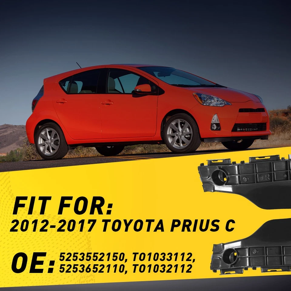 New Front Bumper Retainer Bracket Pair Set For 2012-2017 Toyota Prius C Foto 2 de 4
