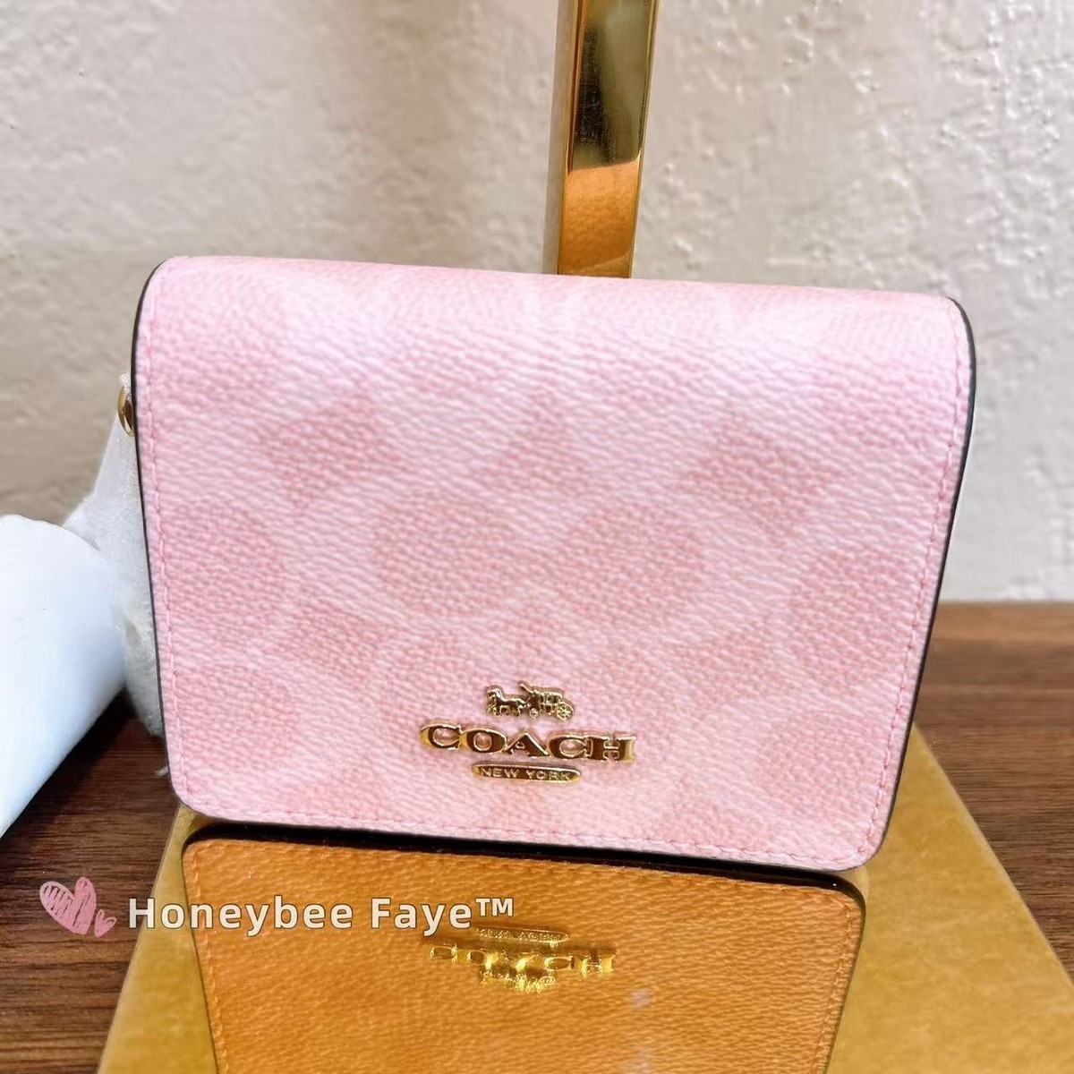 NWT Coach Mini Wallet On A Chain Signature Canvas With Charms