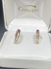Estate 10k Yellow Gold Ruby Huggie Hoop Earrings — photo 3