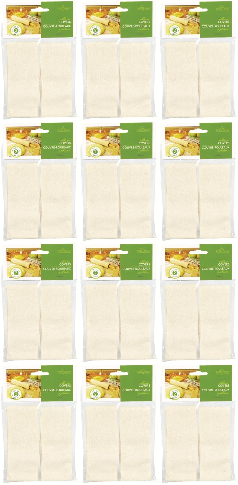 Fox Run Set of 2 Cotton Rolling Pin Covers (12-Pack)