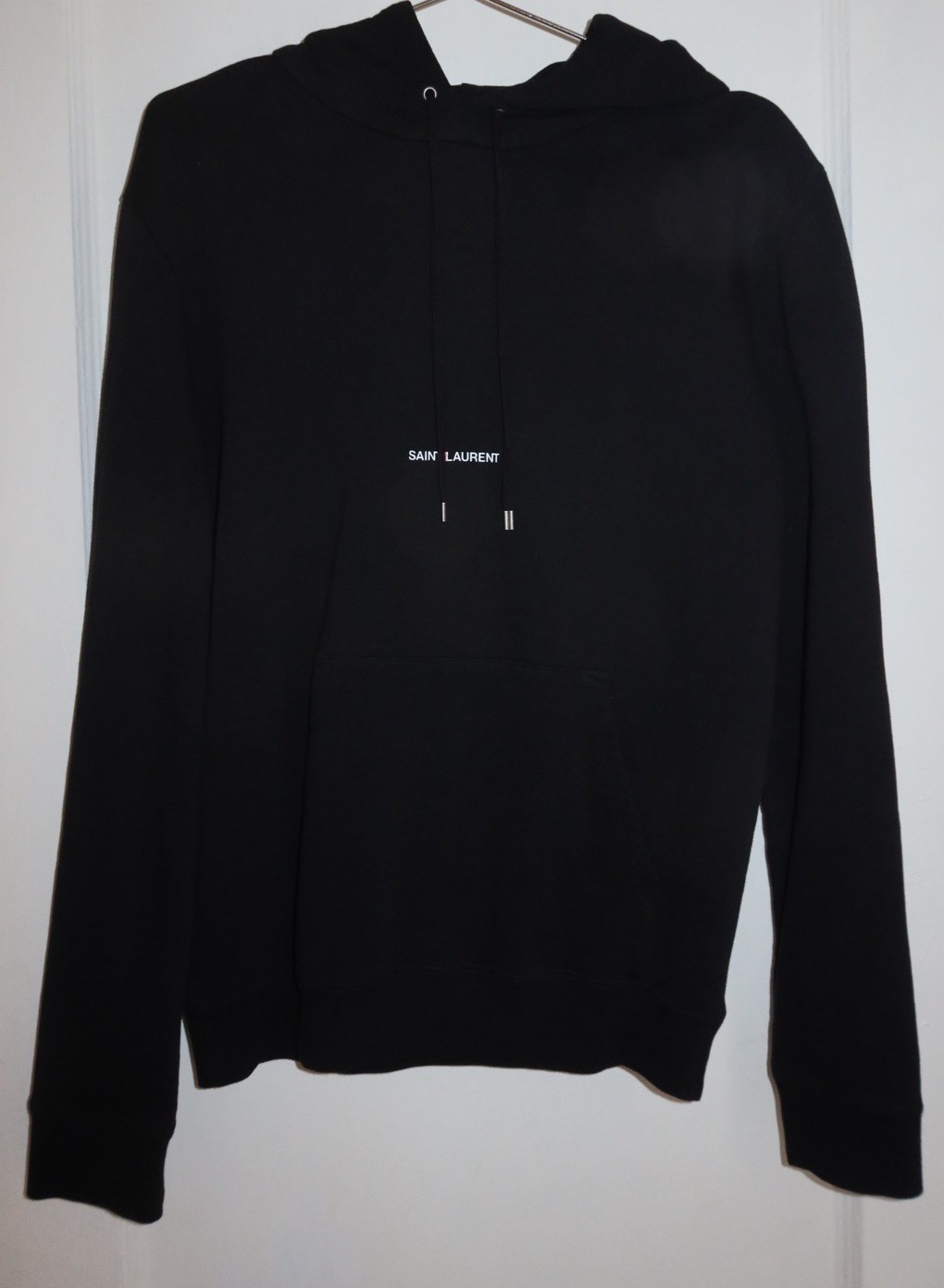 Felpa con cappuccio YSL Saint Laurent nera logo Rive Gauche taglia S $850 NUOVA