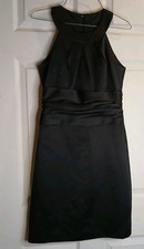 Davids Bridal XS-S Black High Neck Sleeveless Formal Crepe Lined Short Dress