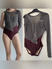 Reverence solo Custom rhinestoned dance costume contemporary gray one sleeve SA