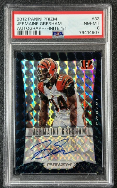 1/1 Jermaine Gresham PSA 8 2012 Panini Prizm #33 Auto Black Finite 1/1