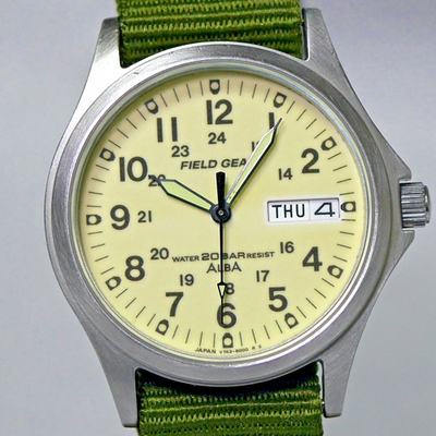 SEIKO ALBA FIELD GEAR V743-8000 Full Luminous Day Date Men's Watch