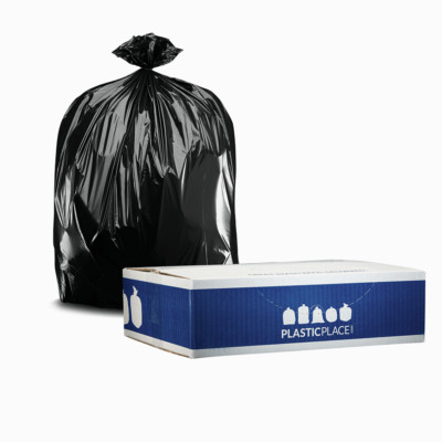 Plasticplace 12-16 Gallon Trash Bags on Rolls, Black, 0.8 Mil, 500 Count
