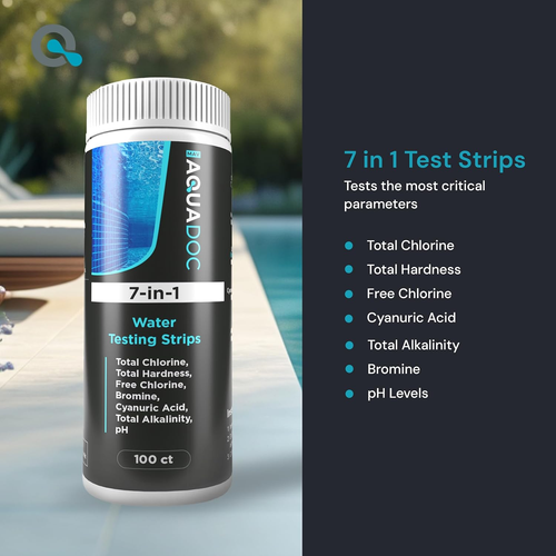 Aquadoc Pool Test Strips, 100 Count, Hot Tub and Spa Water Testing Kit - Picture 2 of 12