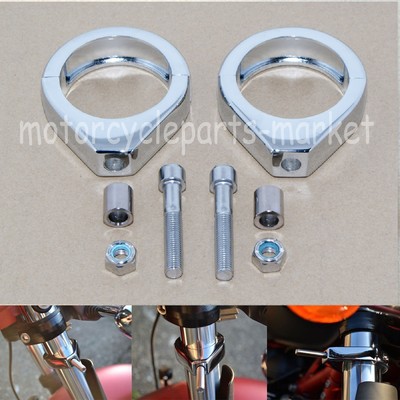 Turn Signal Mount Bracket 49mm Fork Relocation Clamps Mount Indicator For Harley