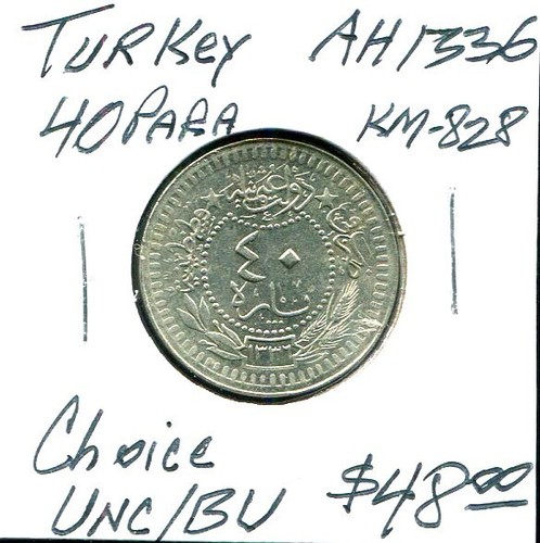 TURQUÍA 40 Para AH-1336 Año 4/1920 en Elección Unc/BU estado - Imagen 1 de 2
