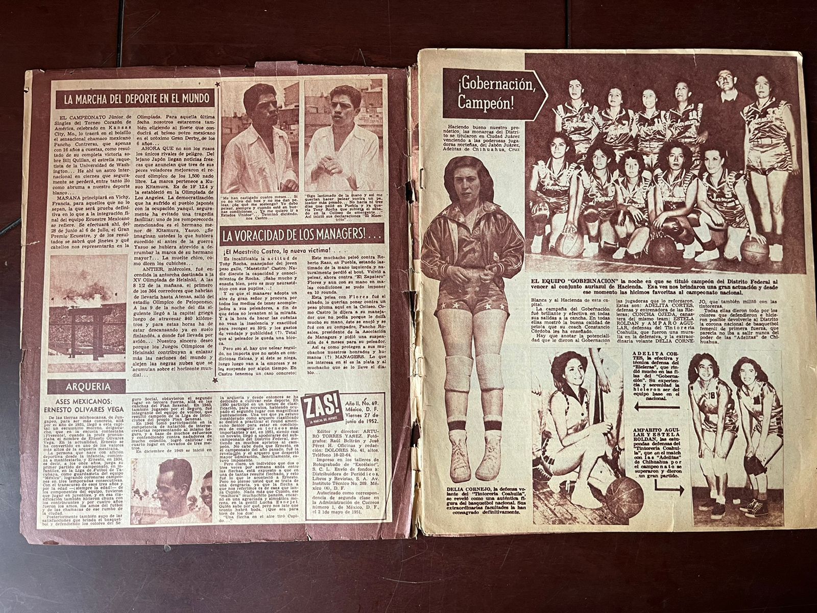 VTG Mexican wrestler ZAS Sports Magazine lucha libre GARDENIA DAVIS from  50s