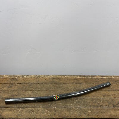 Vintage Mountain Bike Handlebar 22.2 Black Chrome Salsa Decal Flat Bar 80s Steel