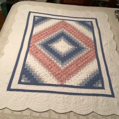 Donna Sharp Twin Quilt Blue Pink Trip Around the World 48'' x 60'' Wall Hanging