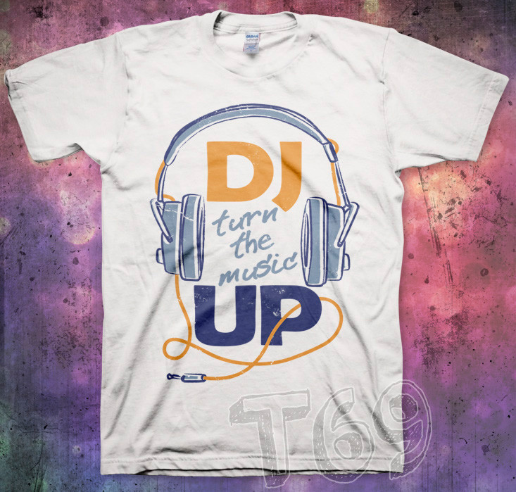 T-Shirt Maglietta DJ Music UP Cuffie Disco Radio Deejay Dance Uomo