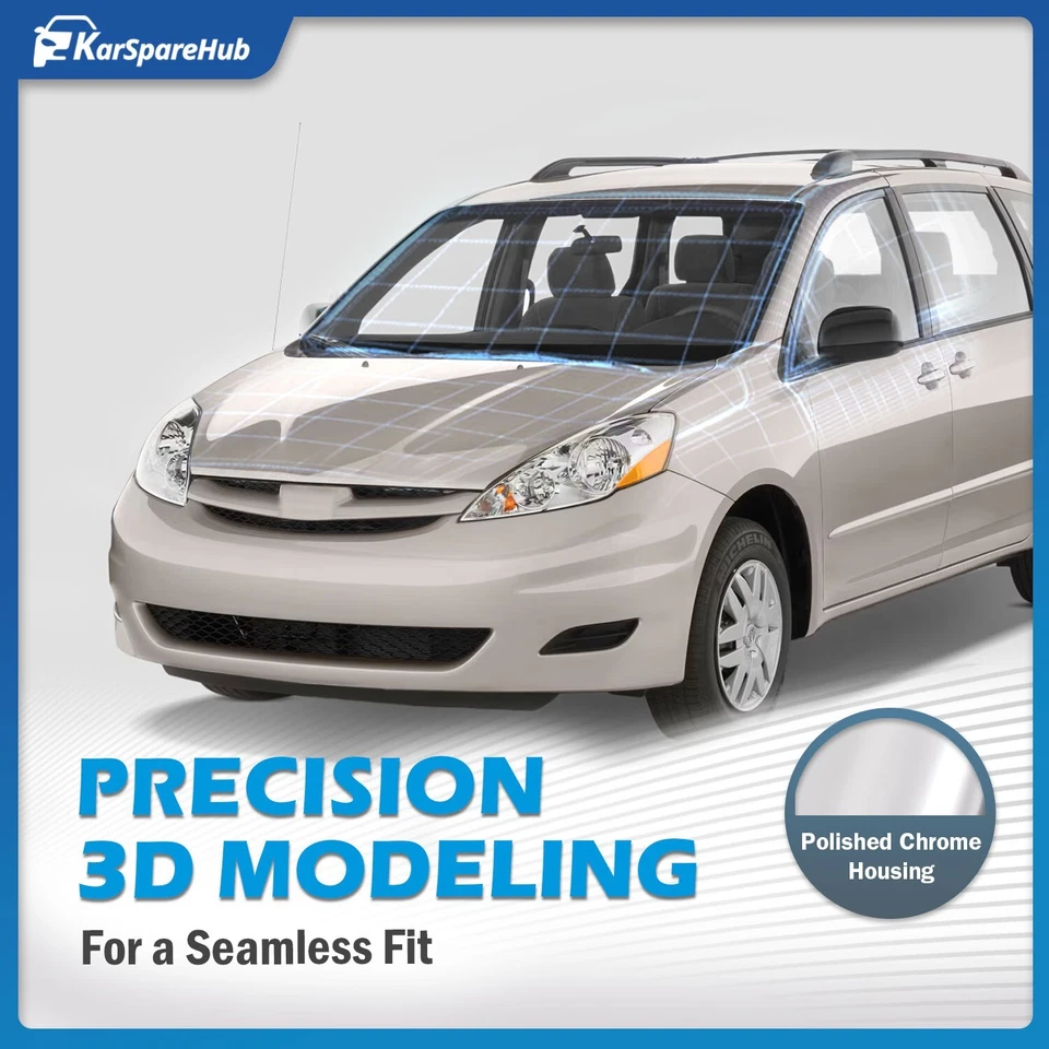 Chrome Headlights For 2006-2010 Toyota Sienna Halogen HeadLamps W/Bulbs L+R Foto 2 de 4