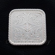 WESTERN SADDLE HEADSTALL HORSE TACK BRIGHT SILVER ROPE EDGE CONCHO screw back