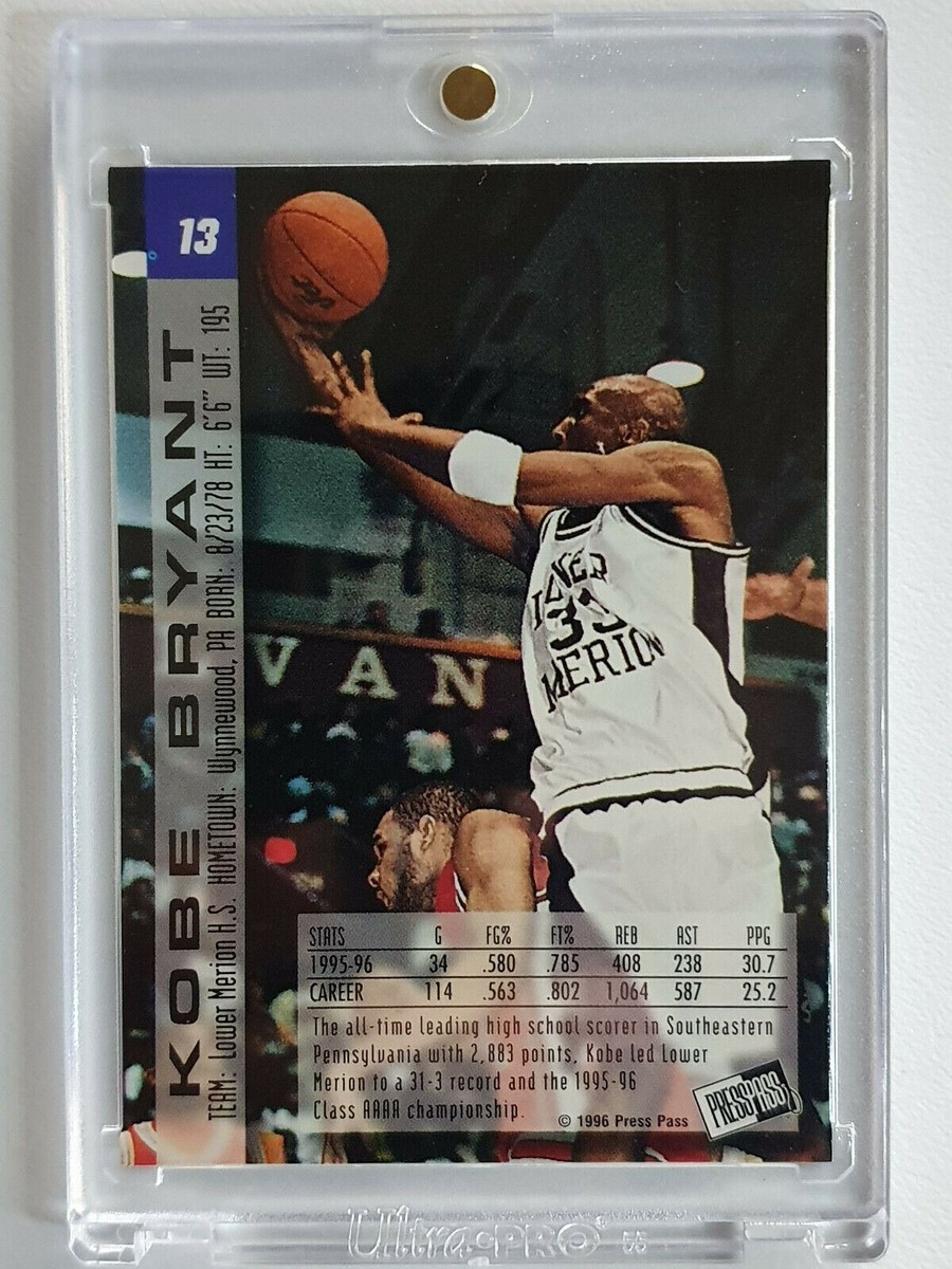 Kobe Bryant / K.O.B.E. レコード 1996 Press Pass Kobe Bryant Rookie #13 SILVER Foil - Ready to