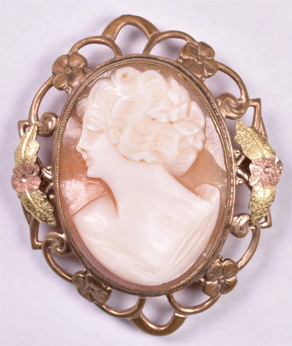 Vintage Cameo Brooch Pin Tri Color Filigree Mounting eBay