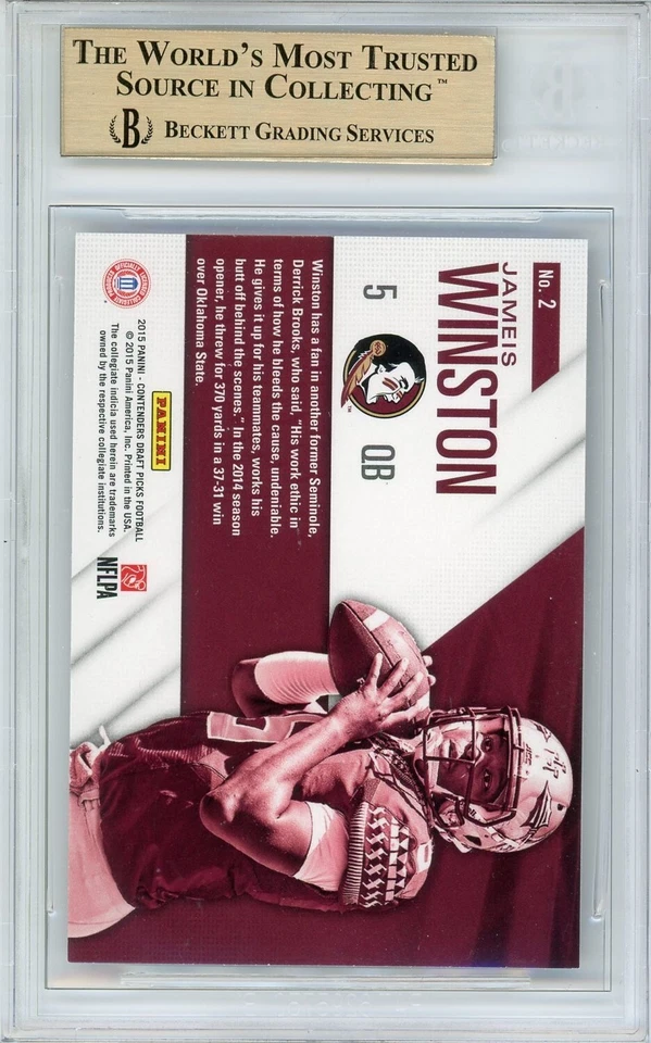Jameis Winston BGS 9.5: 2015 Panini Contenders Draft Picks School Colors Top POP - Image 2 of 3