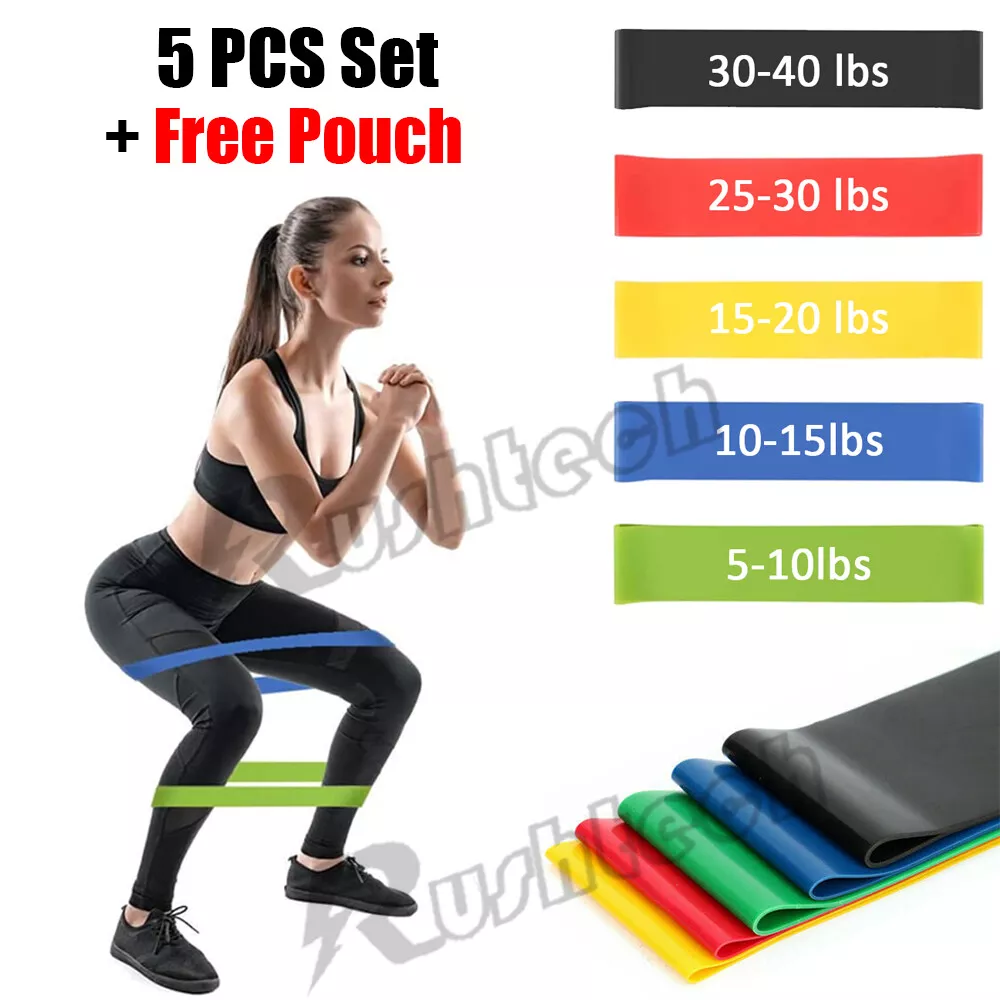 Resistance Bands Loop Set Strength Fitness Leg Exercise Yoga Workout Pull  Up US