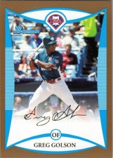 2008 Bowman Draft Prospects Gold #BDPP73 Greg Golson FG Philadelphia Phillies