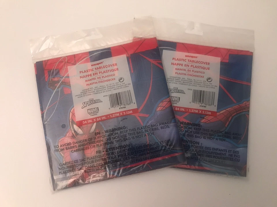 (Lote de 2) Mantel Plástico MARVEL SPIDER-MAN Azul y Rojo Talla 54x84 NUEVO Foto 3 de 4