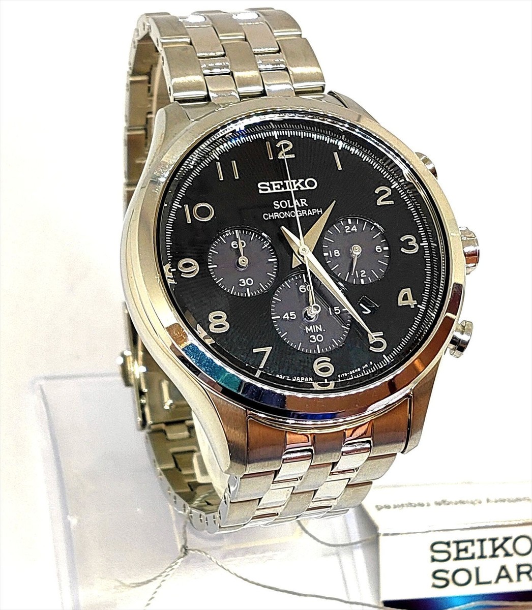 SEIKO クロノグラフ V175 Seiko V175-0DX0 Chronograph Stainless Steel Date Box Solar