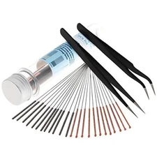 27PCS 3D Printer Nozzle Cleaning Tool Kit,0.4mm 0.35mm Needles Tweezers Filament