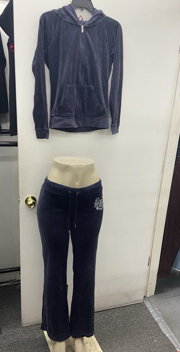 値下げ　Y2K juicy coutureネイビー ベルベット セットアップ Vtg Juicy Couture Y2K Tracksuit Set Lush Navy Blue Velour M