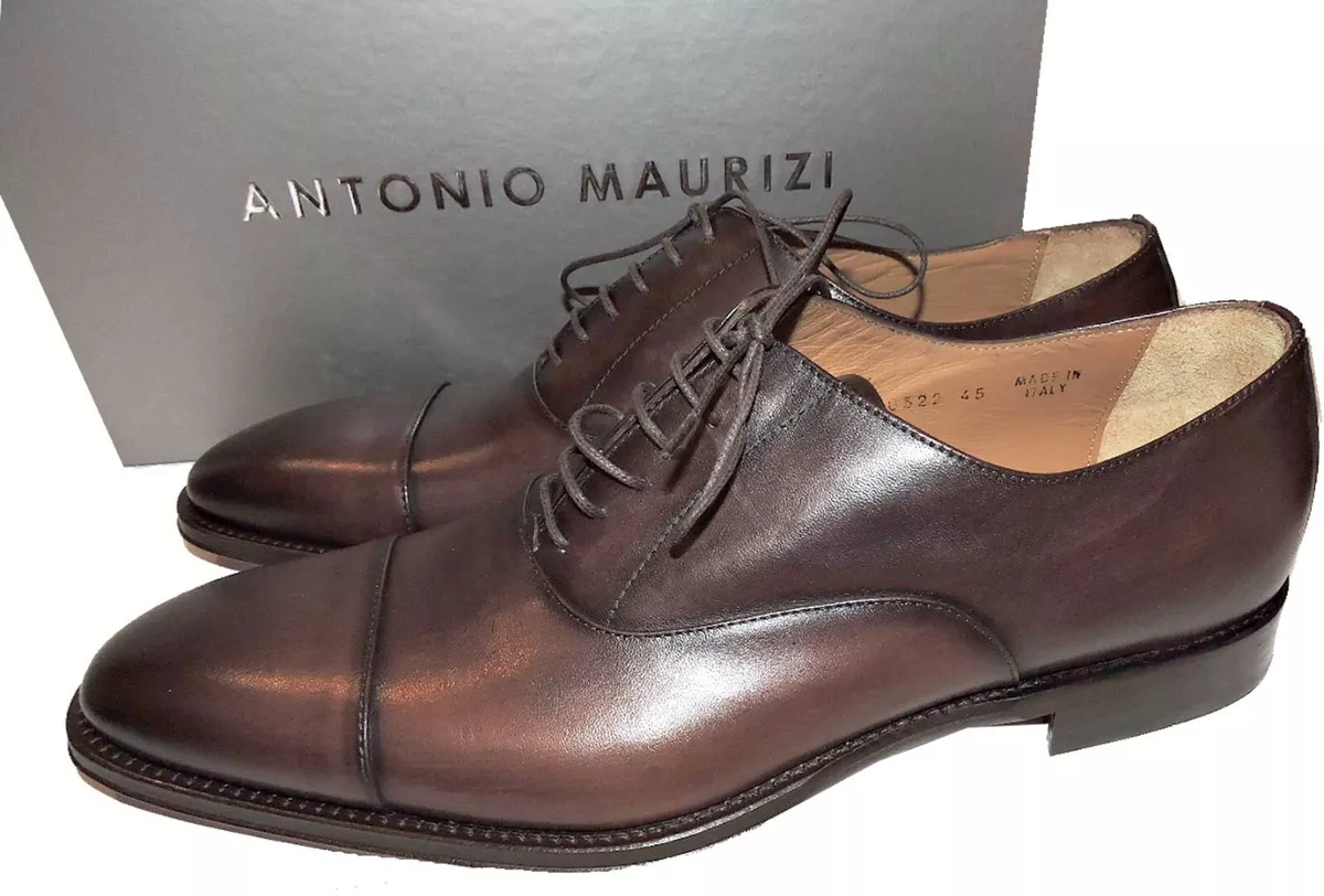 ANTONIO MAURIZI Cap Toe Derby Oxford Shoes Lace Up Brown Leather