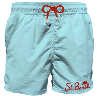 MC2 Saint Barth Light-blue Man Swim Shorts With Pocket