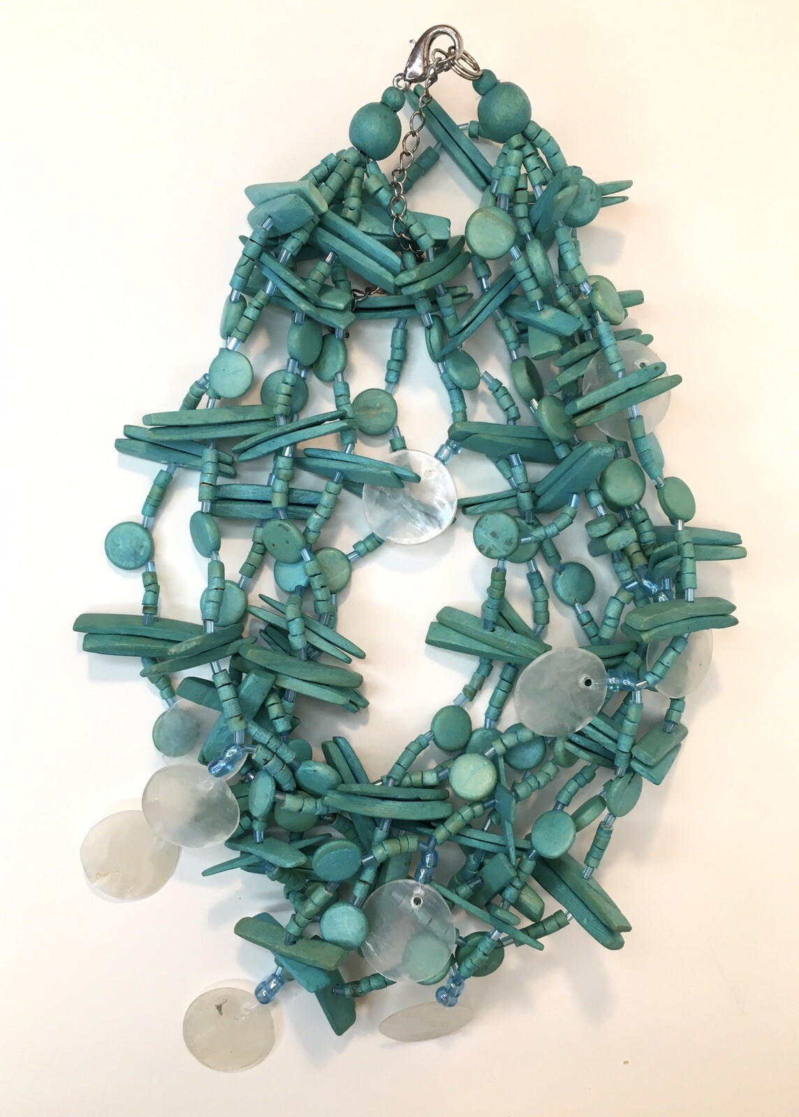 Dyed Turquoise Colored Beaded Statement Necklace … - image 2