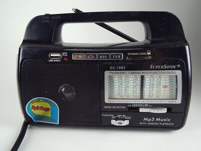 Supersonic SC-1082: AM/FM/SW 1-7 9-Band Rechargeable Radio+USB/SD ...