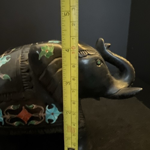 Statuina Elefante Malachite Intarsiata Pietra Dura Opera Arte Fatta a Mano Semi Preziosa - Foto 14 di 16