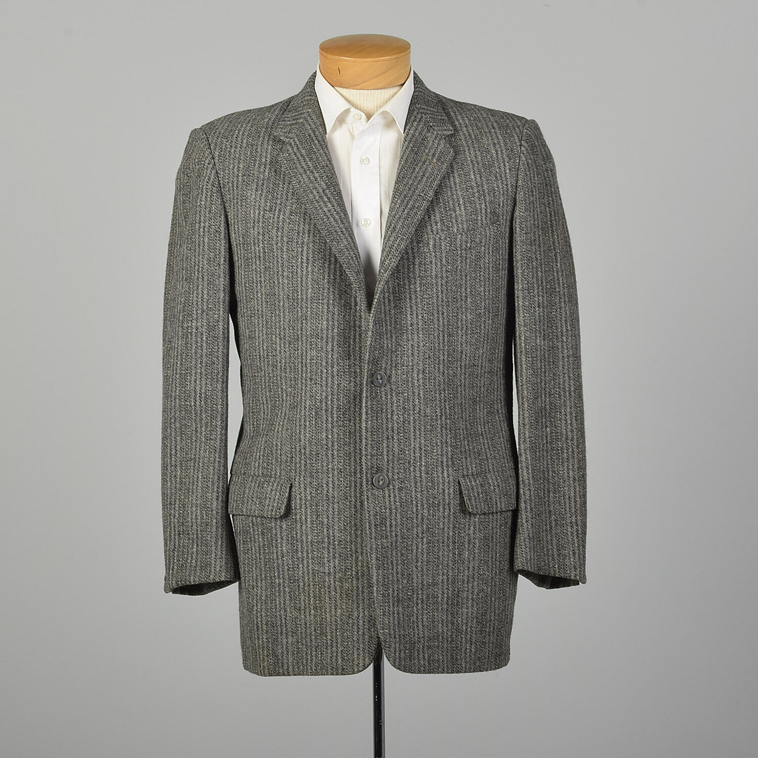 1950s Mens Wool Tweed Jacket Gray Stripe Blazer V… - image 1