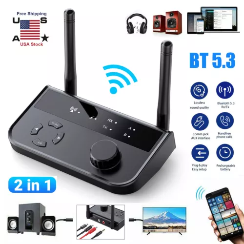 5.3 Long Range Bluetooth Transmitter Receiver For TV Home Stereo Audio Adapter - Picture 1 of 14