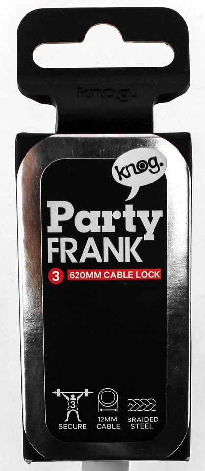 KNOG PARTY FRANK 620mm Cable Bike Lock With Bracket White Keyed Steel NEW - Image 3 of 4